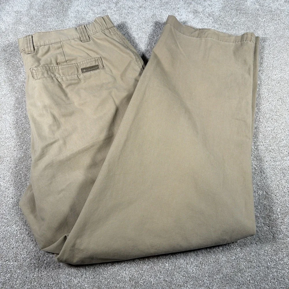 Columbia Mens Straight‎ Leg Cargo Khaki Outdoor Pants Large (FITS 36 X 31) READ